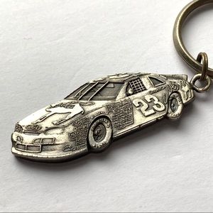 Vintage CAMEL Race car pewter Keychain ornament
